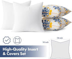 MIULEE Floral Outdoor Pillows Covers with Inserts 18x18 Blue and Yellow - Image 4