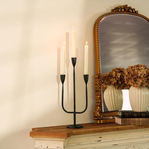 Romadedi Candelabra Balck Candlestick Holders: Taper Candle Holders Metal Tall Vintage Candle Holders Christmas Iron for Table Centerpiece Antique Decor Fireplace Decorative Mantle - Image 3