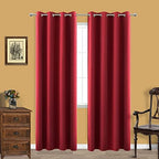KOUFALL Red Curtains 2 Panels 90 Inches Long for Living Room,Elegant Vintage Farmhouse Thermal Insulated Blackout Drapes for Bedroom,Cortinas De Navidad Navideñas Rojas para Sala by KOUFALL