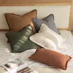 MIULEE Linen Fringe Decorative Euro Throw Pillow Covers Olive Green 26x26 - Image 5