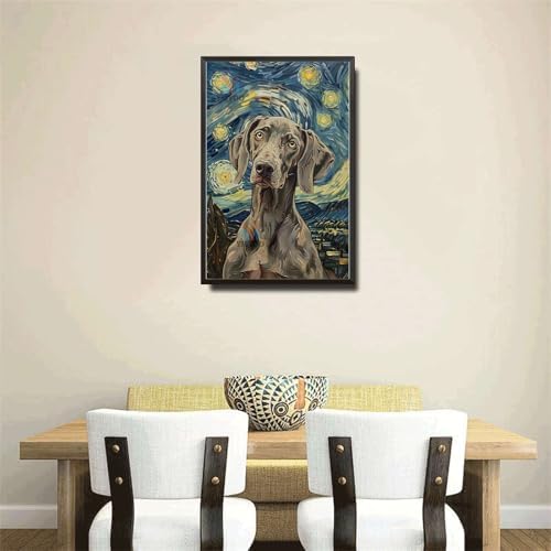 Metal Sign Tin Sign Vintage Wall Art Weimaraner Starry Night Weimaraner Graceful Weimaraner in A Night Sky for Home Lodge and Seasonal Displays Waterproof Aluminum 6×8 Inches with Metal Frame - Image 4