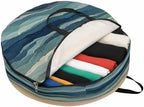 Abstract Ocean Round Storage Bag 36 Inch, Dark Blue Ripple Sunset Minimalist Art Clothes Storage Container with Handles Heavy Duty Organizer for Comforter, Bedding & Holiday Wreaths by Unknown