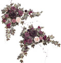 Ling's moment 2 Pack Deep Plum Floral Garland Wedding Arch Flowers by LingsMoment