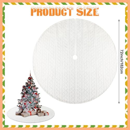 Kinlop 72 Inch Faux Fur Christmas Tree Skirt, Crossed Diamond Textured Mat - Image 2