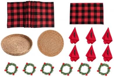 Britimes Table Runner Set, Red Buffalo Plaid, 26 Pack, Christmas, Buffalo by Britimes