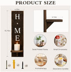 Wall Candle Holder Set of 2, Wooden Candle Sconces Farmhouse Wall Decor - Image 2