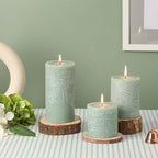 3x6 Inch Sage Green Pillar Candles Set of 3 - Unscented Spring Candles, Long Clean Burning, Large Big Candle, Smokeless Dripless Candle for Spring Home Decor, Dinner Table, Bathroom, Rustic Decor - Image 2