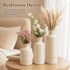 TBWIND Ceramic Vases Set of 3, White Modern Rustic Home Decor Flower Vases - Image 6