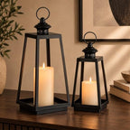 Black Metal Lantern Decorative Indoor, Set of 2 Wedding Decor by Staymoment