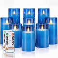 Homemory Blue Flameless LED Pillar Candles with Remote Timer, Set of 9 by Homemory