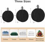 30 Inch Round Storage Bag 2 Pack,Vintage Solid Black Leather Waterproof Wreath Storage Container with Handles&Zipper Retro Cowhide Texture Closet Organizer Bags Garland Box - Image 7