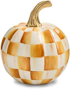 MACKENZIE-CHILDS Resin Pumpkin, Mini, Golden-Yellow-and-White Amber Check by Unknown