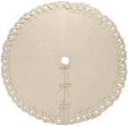 Sattiyrch Knit Christmas Tree Skirt – Classic Cable Knit Tree Base Wrap with Tie Closure – Cozy Holiday Décor for 7–9 ft Christmas Tree (Beige,48in) - Image 2