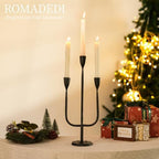 Romadedi Candelabra Balck Candlestick Holders: Taper Candle Holders Metal Tall Vintage Candle Holders Christmas Iron for Table Centerpiece Antique Decor Fireplace Decorative Mantle - Image 2