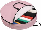 24 Inch Round Storage Bag 1 Pack,Classical Pink Leather Texture Waterproof Wreath Storage Container with Handles&Zipper Vintage Cowhide Pattern Closet Organizer Bags Garland Box - Image 2