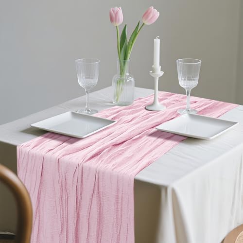 6 Pack Cheesecloth Table Runner 10Ft Christmas Gauze Boho Table Runners for Wedding Decor Bridal Shower Decorations Baby Shower Party(35" x 120") - Image 5