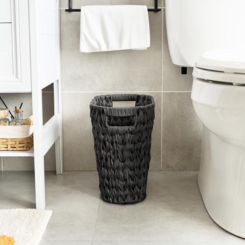GRANNY SAYS Wicker Trash Can, Wicker Waste Basket for Bathroom, Black - Image 7