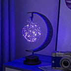 LED Decorative lamp Table lamp 3D Magic Moonlight Wrought Iron Night Light Christmas Home Decoration Birthday Gift USB Power Supply 5.5 * 5.1 * 11 inches （A Blue） - Image 2