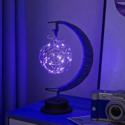 LED Decorative lamp Table lamp 3D Magic Moonlight Wrought Iron Night Light Christmas Home Decoration Birthday Gift USB Power Supply 5.5 * 5.1 * 11 inches （A Blue） - Image 2