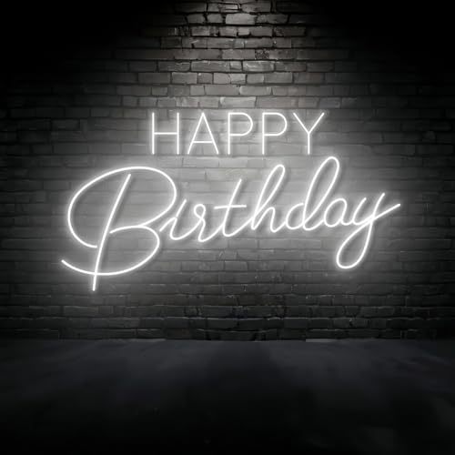 Happy Birthday LED Neon Signs Transparent Acrylic Lights Decor for Wedding Birthday Party Wall Home Bedroom Room Art Decoration with USB Light Modulator 5V by Unknown