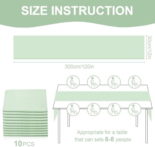 10 Pack Sage Green Chiffon Table Runners, 120 x 12 in - Image 2
