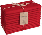 Hemstitch Cloth Dinner Napkins Cotton Set of 12 - Soft Durable Washable - Ideal for Farmhouse Parties Wedding Christmas Easter - Perfect Everyday Use Table Cloth Napkins 18x18 Red by CottonCove