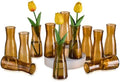 Glasseam Brown Glass Bud Vase: Small Set of 12 Mini Vases for Centerpieces, Flowers, Wedding Table, Dining Room Decoration - Modern Minimalist Cute Decorative Decor by Glasseam