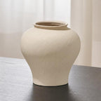 LB2 White Ceramic Rustic Vase, 9.7" Tall Zen Style Terra Cotta Pitcher, Distressed Farmhouse Decor, Pottery Decorative Flower Vase for Home, Table, Living Room by LB2