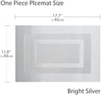 PIGCHCY Placemats Set of 12 Washable Durable Place Mats Vinyl Heat Resistant Non-Slip Table Mats Indoor Outdoor (18 x 12 inches, Silver White) - Image 2