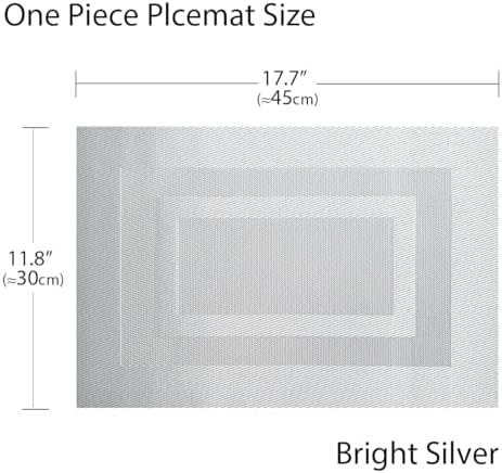 PIGCHCY Placemats Set of 12 Washable Durable Place Mats Vinyl Heat Resistant Non-Slip Table Mats Indoor Outdoor (18 x 12 inches, Silver White) - Image 2