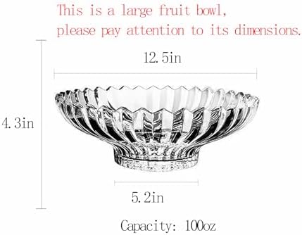 Extra Large Glass Fruit Bowl or Decorative Bowl, Center Bowl，Used for Kitchen Counter or Living Room Central Table Decoration (White) - Image 2