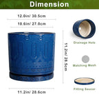 Eightpot 12 Inch Pot for Plants - Ceramic Planter for Indoor Plants Large Plant Pot with Drainage Holes and Saucer Outdoor Flower Pot Decorative Round Planter for Porch Office Decor Blue - Image 3