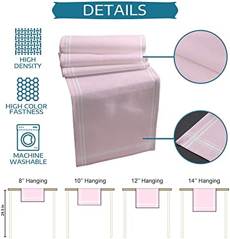 Smile Sunflower Pink Table Runner, Burlap Table Runners 120 inches Long,Farmhouse Style Solid Color Table Runner for Wedding Holiday Party Dinner,Dresser Scarf Decor - Image 7