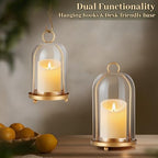 Glass Hurricane Candle Holder Decorative Golden Candle Lantern - Image 2
