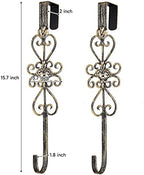 2 PCS Wreath Hangers for Front Door, 15" Over Door Wreath Hook, Fleur Dis Lis Wreath Hanger for Doors, Metal Overdoor Wreath Holder, 20 lbs Christmas Decorations Wreaths Hook- Vintage Gold - Image 5