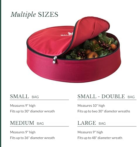 Balsam Hill Wreath Storage Bag - Premium Red Christmas Wreath Protection in Multiple Sizes for Seasonal Storage and Shape Preservation, Small - Image 6