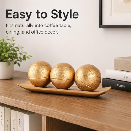 XMGZQ Small Decorative Tray and Orbs Balls Set,Gold Decorative Balls with Centerpiece Bowls for CoffeeTable,Living Room,TV Stand,Center Pieces Decoration for Table,Centro de Mesa de Comedor (Gold) - Image 5
