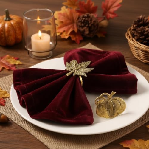 Patelai 24 Pieces Fall Thanksgiving Napkin Ring Set Pumpkin Napkin Holder - Image 5