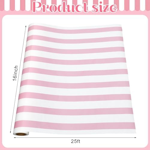AmazingSpark Striped Table Runner Roll,Pink,50' Long X 16" Wide - Image 2