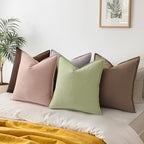 decorUhome Fall Light Brown Linen Throw Pillow Covers 26x26 Set of 2 - Image 6
