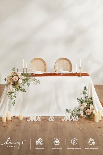 Ling's moment 2 Pack Beige Floral Garland Wedding Arch Flowers - Image 4