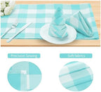 Buffalo Plaid Table Napkins Set of 50 Checkered Cloth Napkins 17x17 inch Washable Dinner Gingham Pattern Napkins Soft Napkins for Wedding Party Dining Banquet(Aqua and White) - Image 3