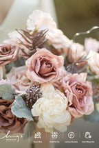 Ling's moment Artificial Pink Wedding Flowers Combo, Dusty Rose, Grand - Image 3