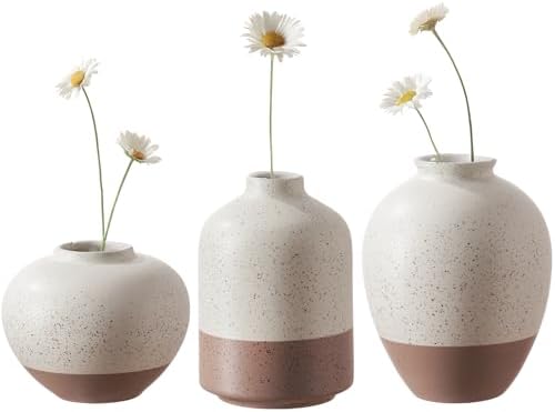 DN DECONATION Flower Vase Set of 3, Small Ceramic Vase Farmhouse Home Decor by DNDECONATION