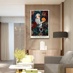 Chinese Lunar Year of the Monkey Art Print – Vibrant Orange Rose & Floral Pattern Zodiac Wall Decor Dark Blue Oriental Aesthetic Home Decoration Poster for Bathroom Bedroom 24X36 in Unframed - Image 7