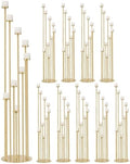 10pcs 9 Arm Gold Candelabra, Fit for Flameless or Wax by WeddingPartyDecoration