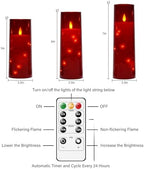 Nimiko Flickering Flameless LED Candles,Battery Operated Candles 9 Pcs with Embedded Star String,Acrylic LED Pillar Candles with Remote,Suitable for Home Decoration to Create an Atmosphere（Red） - Image 5