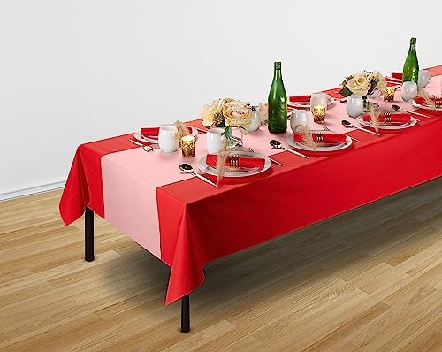 Disposable Table Runner for Dining Table, 16" 20-Pack Linen-Like Pink Paper Table Runners for Party, Wedding Or Event - Image 2