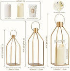 Elegant Gold Decorative Lanterns Set of 6-19/16/13 Inch - Image 2