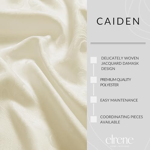 Caiden Elegance Damask Tablecloth, Ivory - 60" W x 84" L - Image 3